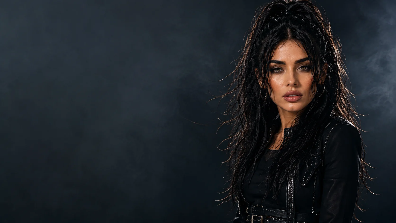 Aria Rivers in a dark cinematic portrait